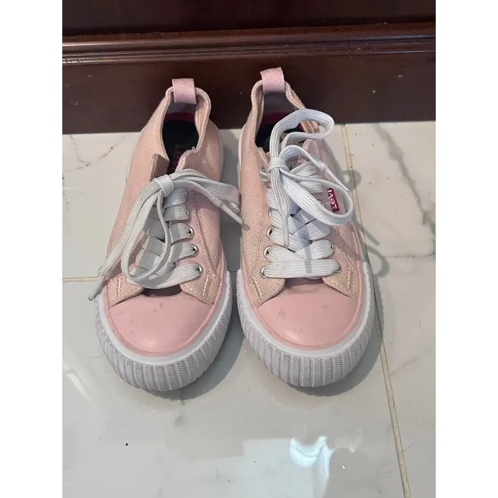 Levis girls size 13 light pink low top lace up sneakers Athleisure Streetwear